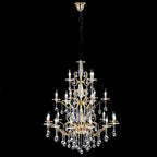 Diyas Zinta 22 Light 3 Tier Pendant Light in French Gold with Crystal