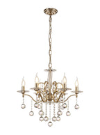 Diyas Zinta 6 Light Chandelier in French Gold with Crystal