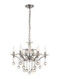 Diyas Zinta 6 Light Pendant Light in Polished Chrome with Crystal