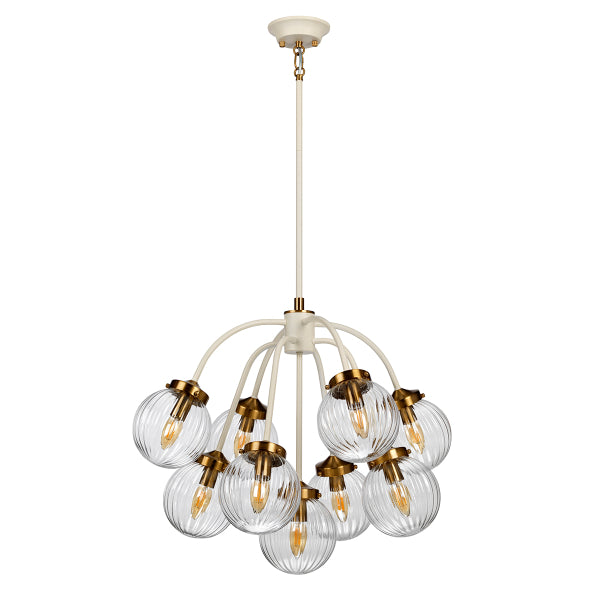 Elstead Cosmos 9 Light Pendant Light with Cream Glass Shades