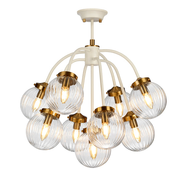 Elstead Cosmos 9 Light Pendant Light with Cream Glass Shades
