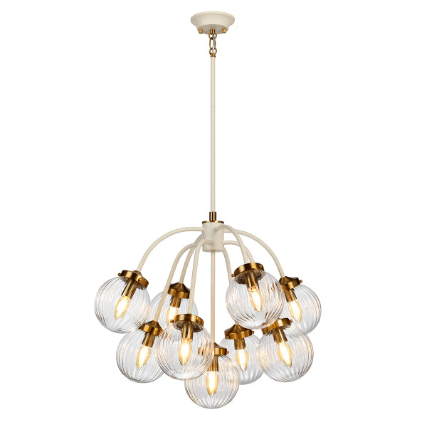 Elstead Cosmos 9 Light Pendant Light with Cream Glass Shades