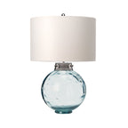 Elstead Kara Table Lamp with Blue Glass Base and Handmade Shade