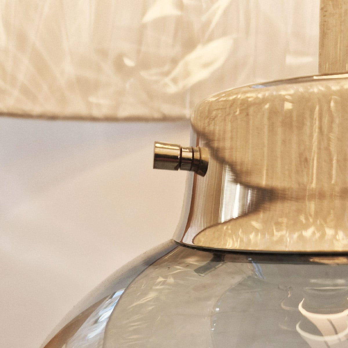 Elstead Kara Table Lamp with Blue Glass Base and Handmade Shade