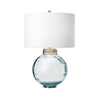 Elstead Kara Table Lamp with Blue Glass Base and Handmade Shade