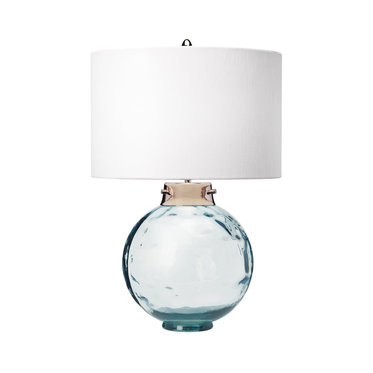 Elstead Kara Table Lamp with Blue Glass Base and Handmade Shade