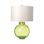 Elstead Kara Table Lamp with Dark Green Glass Base and Handmade Shade
