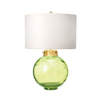 Elstead Kara Table Lamp with Dark Green Glass Base and Handmade Shade