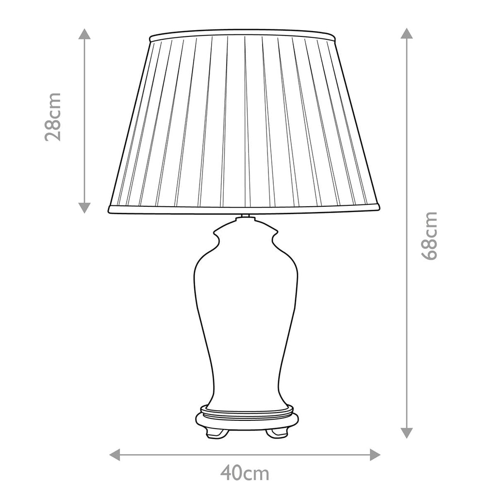 Elstead Sashi Traditional Table Lamp with Tall Empire Shade - dimensions