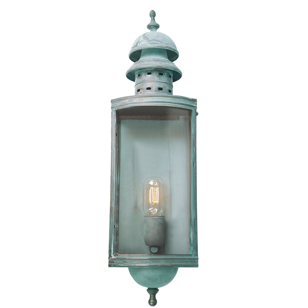 Elstead Downing Street Outdoor Coastal Wall Lantern in Solid Brass Verdigris
