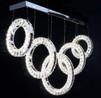 KES Olympic 500/9 LED Modern Crystal 5 Ring Ceiling Pendant Chrome Dimmable