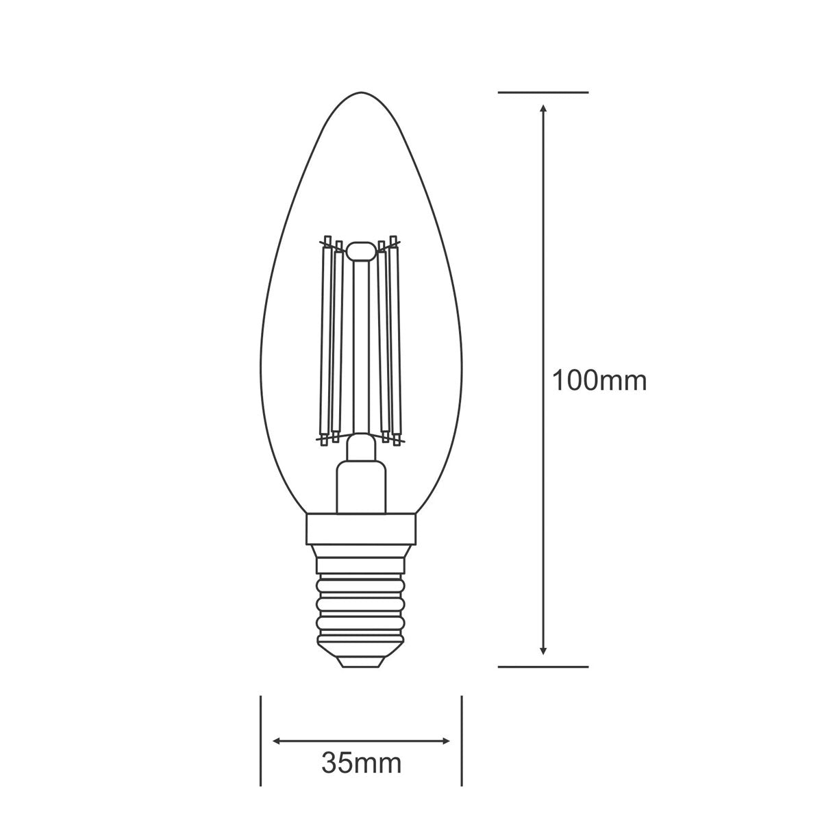 E14 Candle Clear 4W 2700K Non-Dimmable  