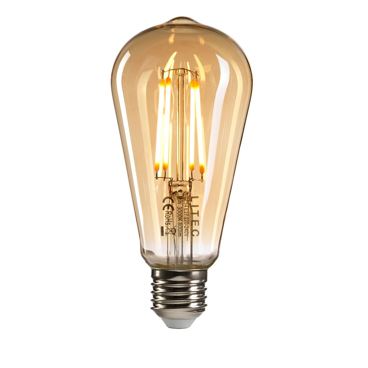 E27 LED Amber Glass Bulb 8Watt Warm White 3000K