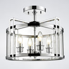 Diyas Eaton 4 Light Semi Flush Ceiling Lantern in Polished Chrome