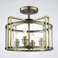 Diyas Eaton 4 Light Semi Flush Ceiling Lantern in Antique Brass