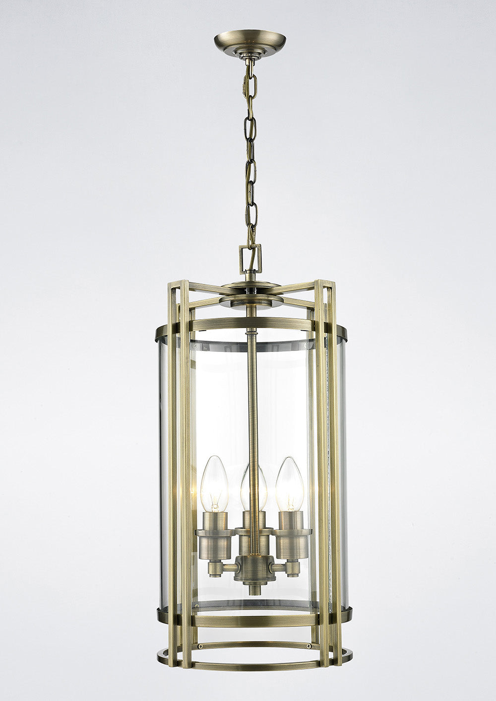 Diyas Eaton 3 Light Ceiling Lantern in Antique Brass