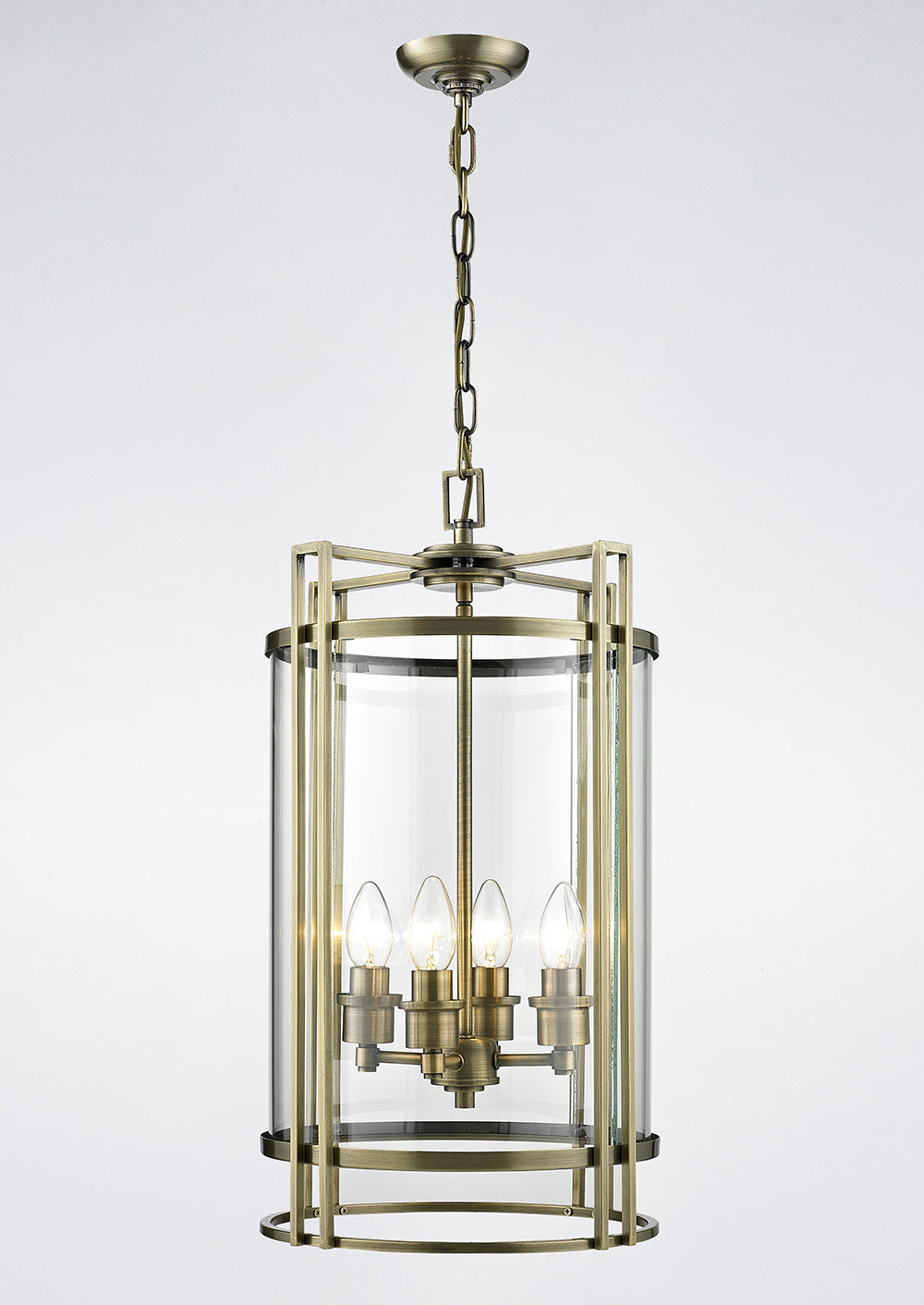Diyas Eaton 4 Light Ceiling Lantern in Antique Brass