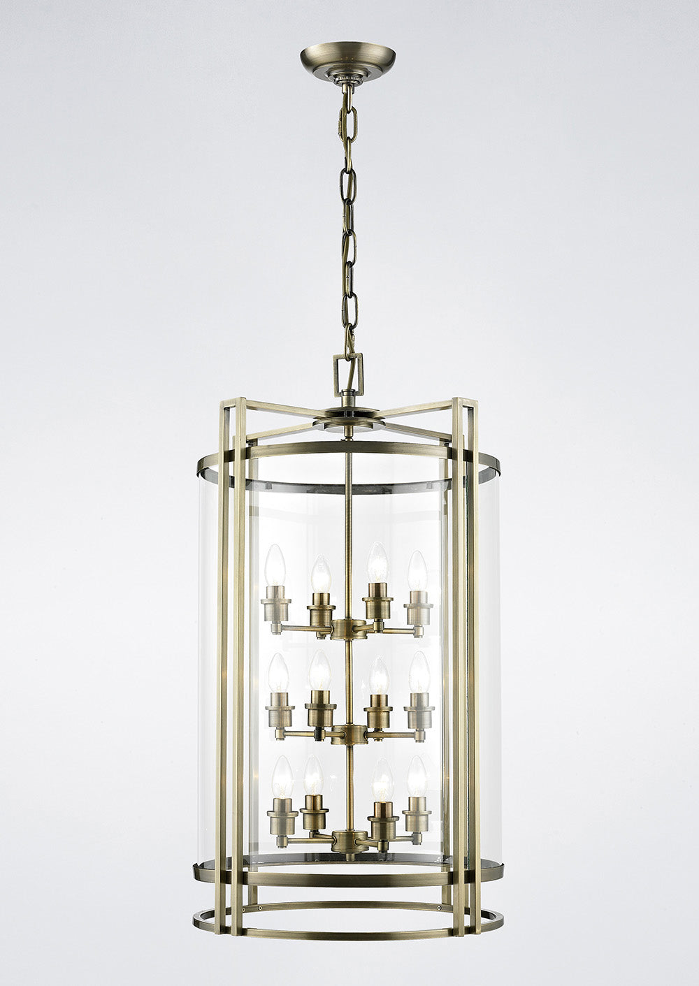 Diyas Eaton 12 Light Ceiling Lantern in Antique Brass