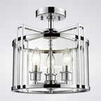 Diyas Eaton 3 Light Semi Flush Ceiling Lantern in Polished Chrome