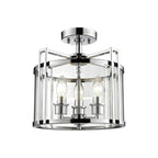 Diyas Eaton 3 Light Semi Flush Ceiling Lantern in Polished Chrome