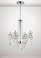 Diyas Eden 4 Light Pendant Light in Polished Chrome with Crystal