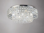 Diyas Edison 7 Light Round Flush Ceiling Light in Polished Chrome with Crystal