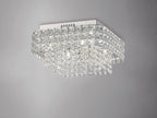 Diyas Edison 4 Light Square Flush Ceiling Light in Polished Chrome with Crystal