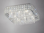 Diyas Edison 9 Light Square Flush Ceiling Light in Polished Chrome with Crystal