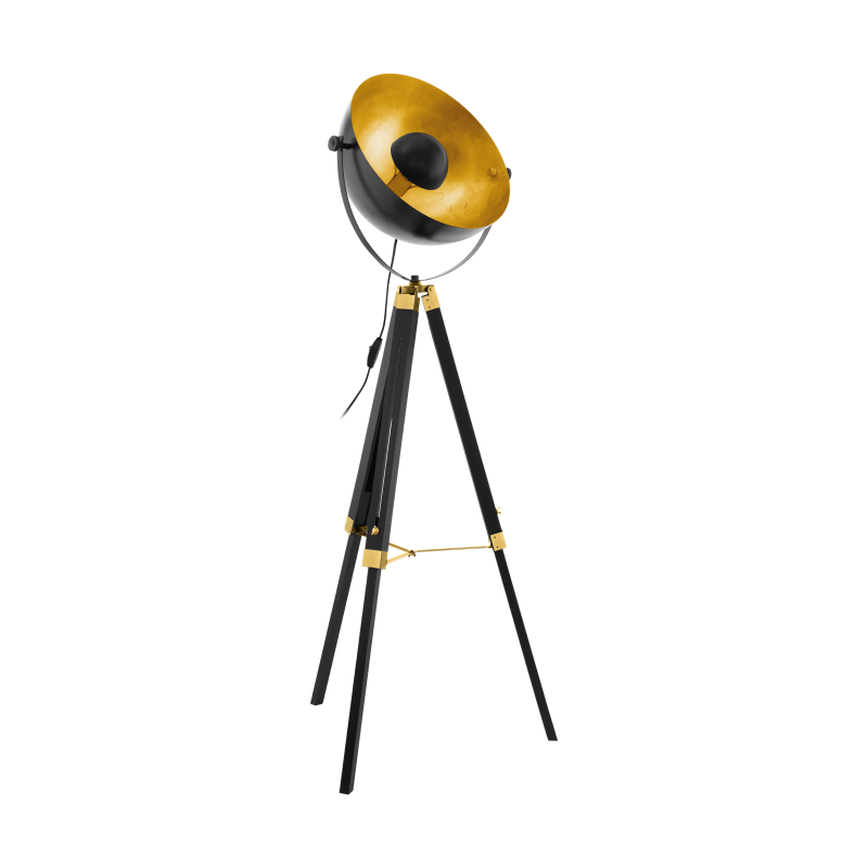 Eglo 49618 Covaleda Single Light Floor Lamp Black and Gold Frame