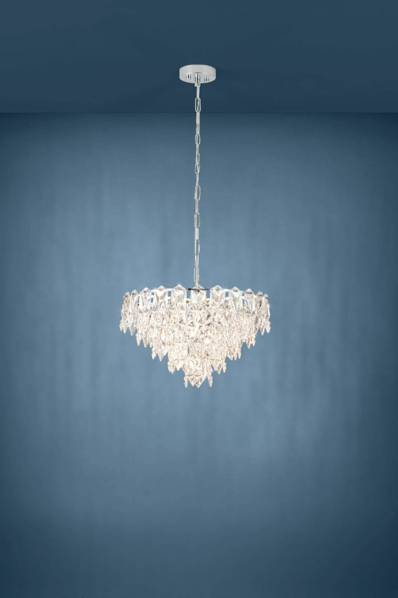 Eglo Stars of Light Carvario 10 Light Pendant Fitting Chrome with Satin & Clear Crystals 39722