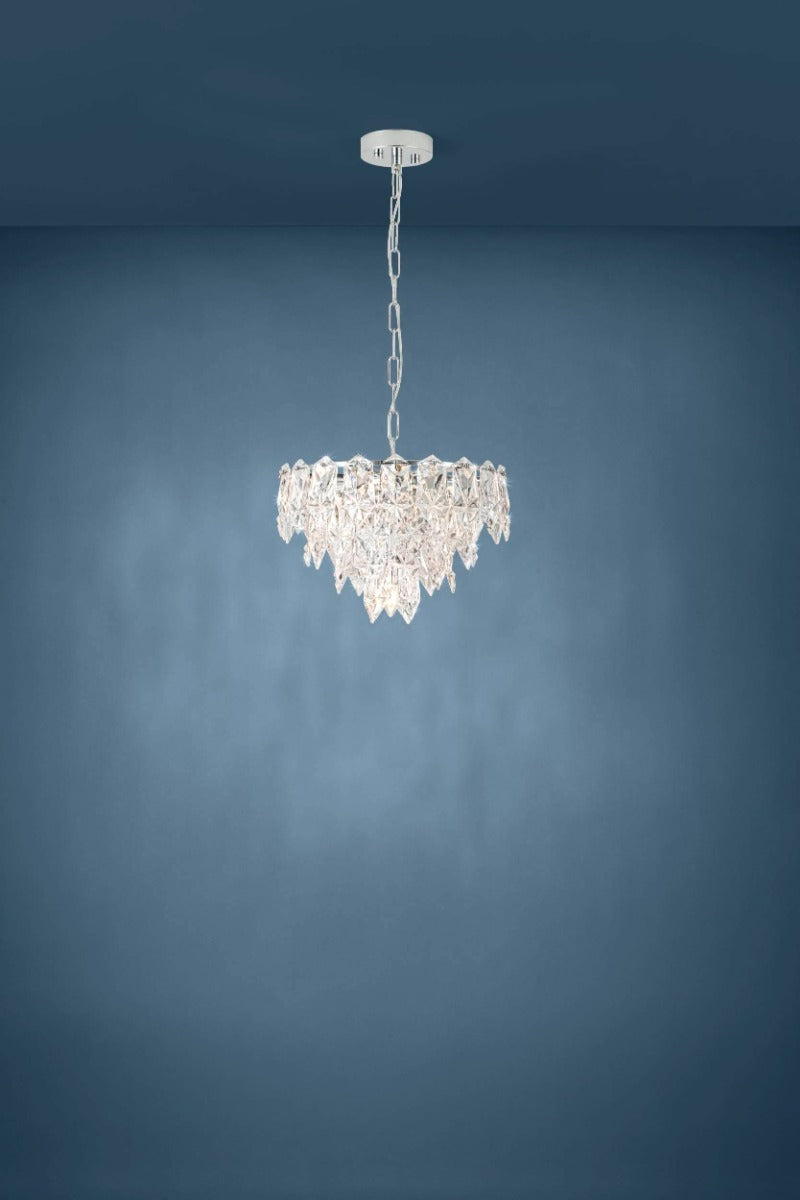 Eglo Stars of Light Carvario 7 Light Pendant Fitting Chrome with Clear Crystal Glass 39723