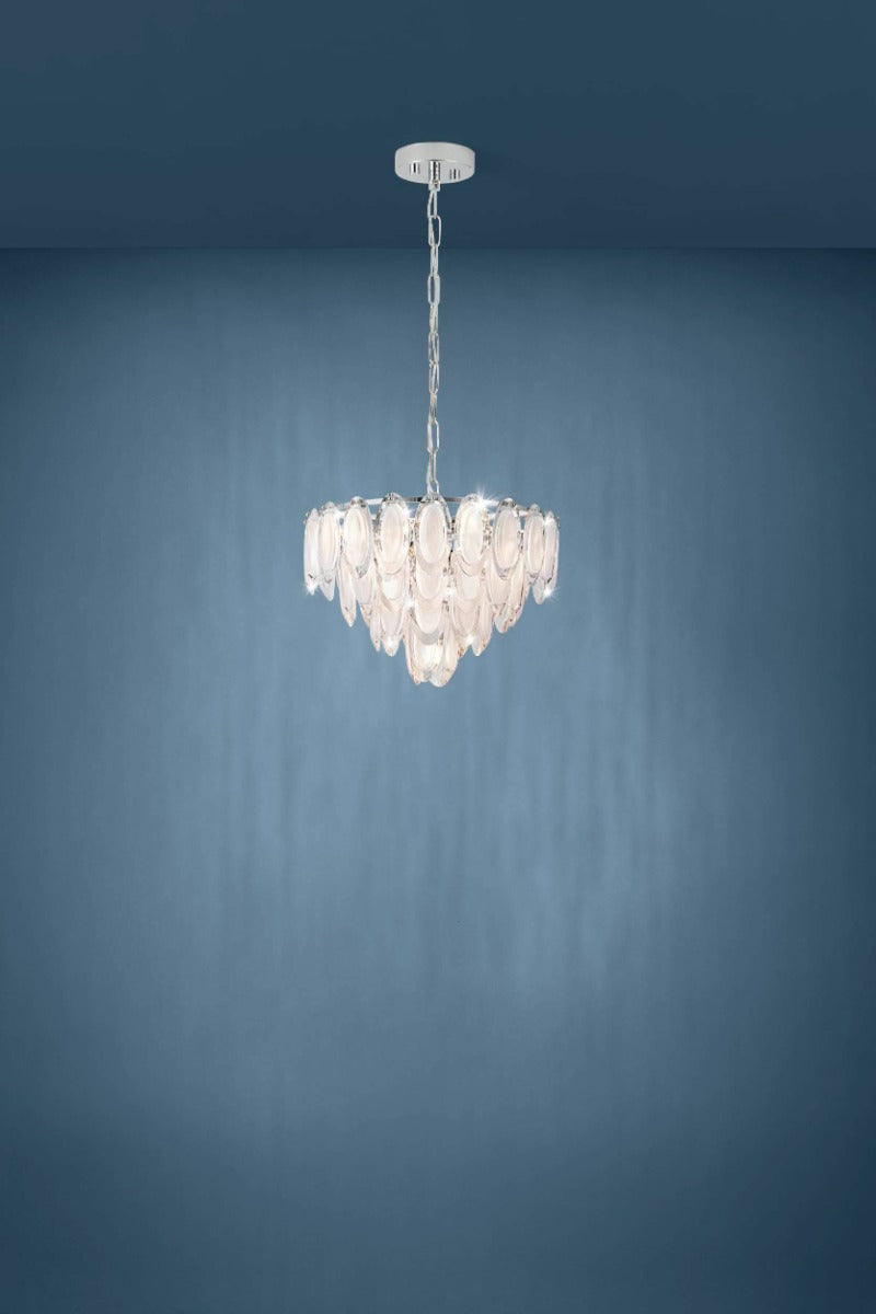 Eglo Stars of Light Carvario 7 Light Pendant Fitting Chrome with Satin Clear Cyrstals 39721