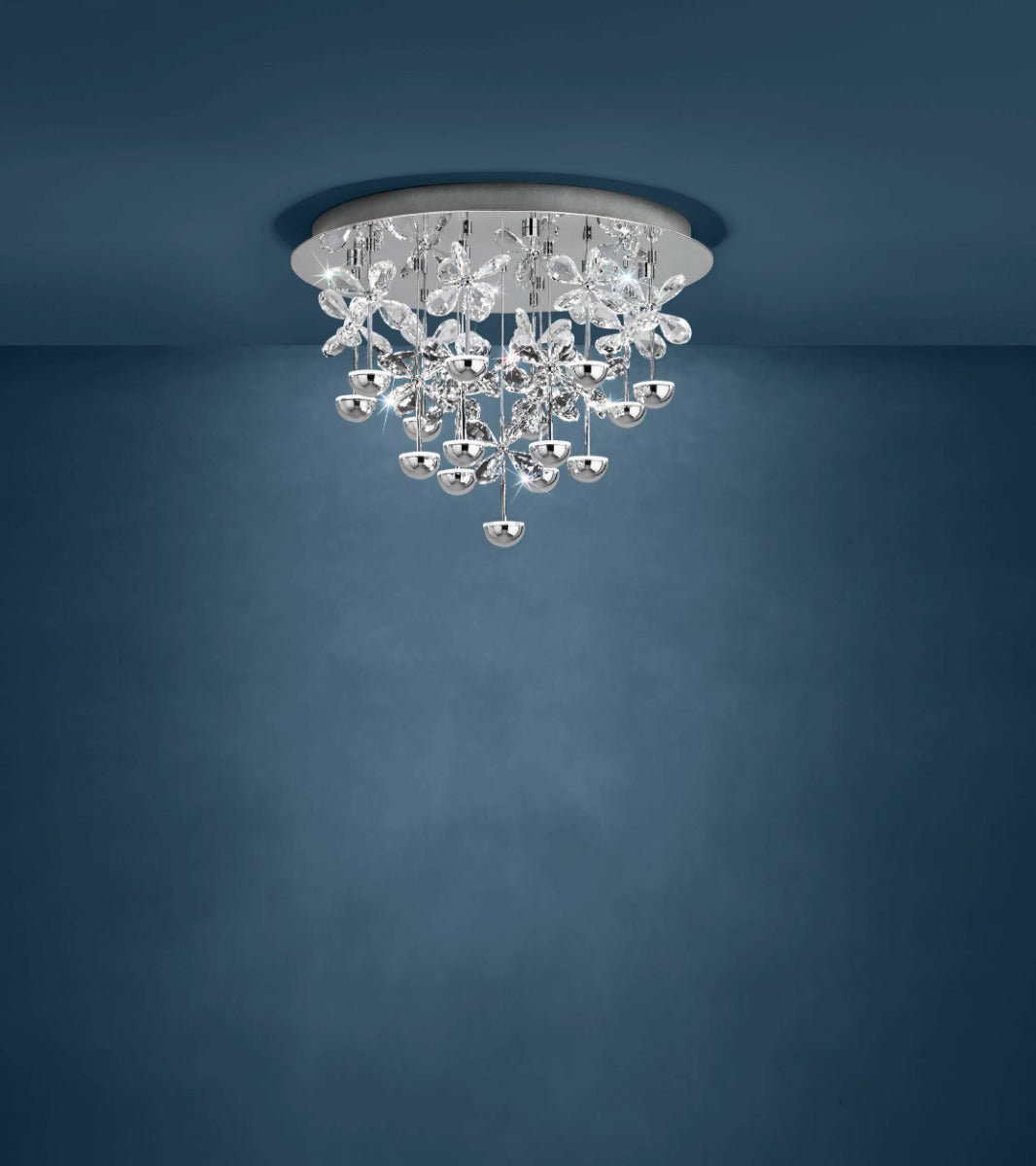 Eglo Stars of Light Pianopoli 15 Light Flush Ceiling Fitting Chrome/Crystal 39245