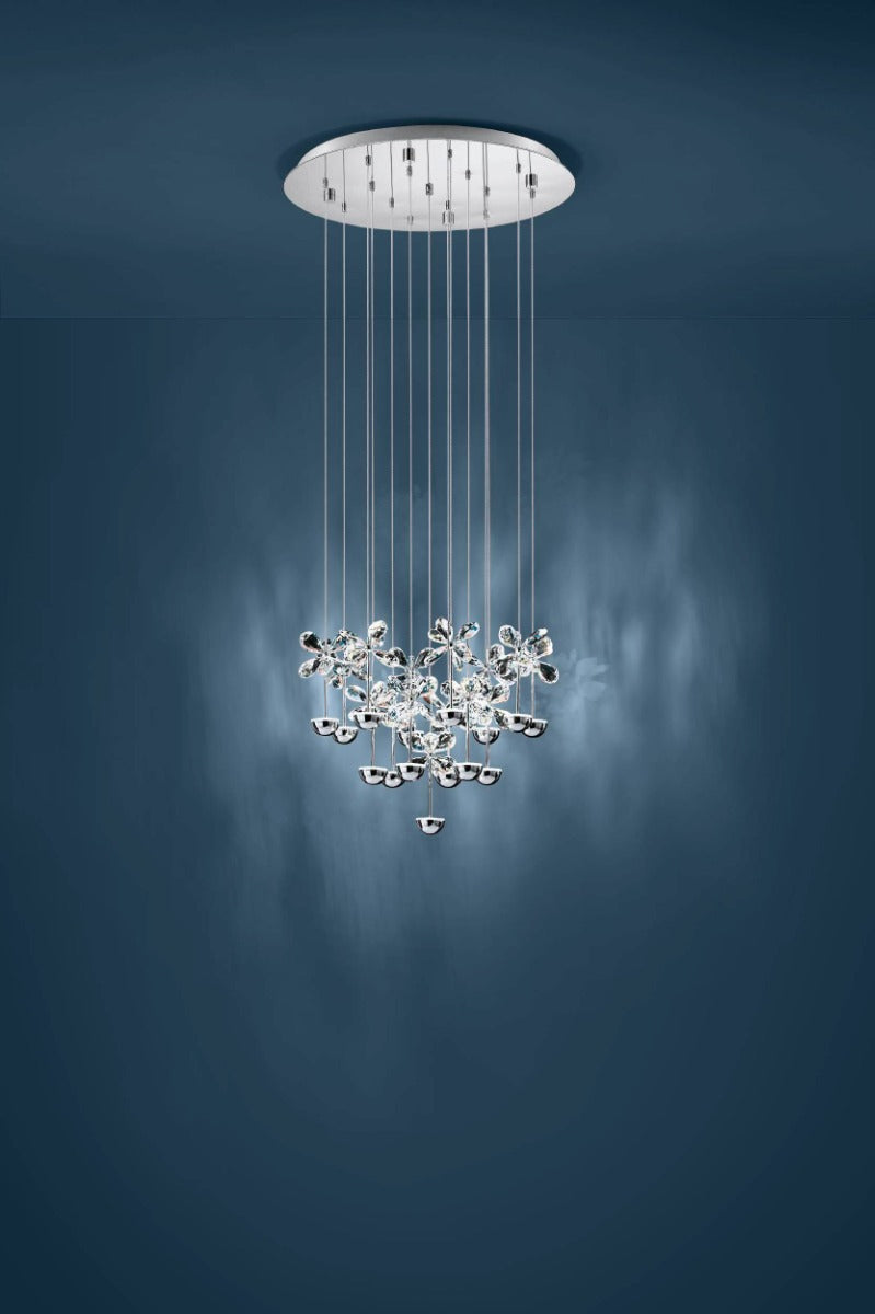 Eglo Stars of Light Pianopoli LED Pendant Fitting Chrome with Crystal Glass 93662
