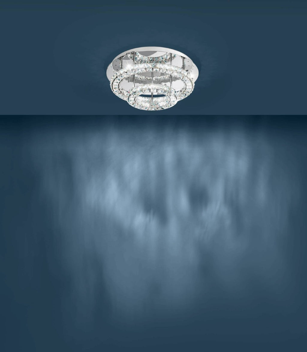 Eglo Stars of Light Toneria Flush Ceiling Light LED Chrome/Crystal 39003