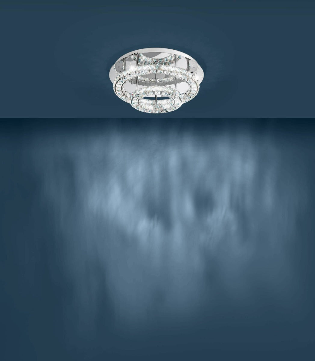 Eglo Stars of Light Toneria Flush Ceiling Light LED Chrome/Crystal 39003