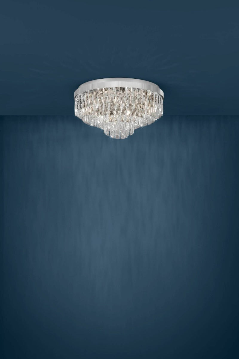 Eglo Stars of Light Valparaiso 1 Flush 11 Light Ceiling Fitting Chrome with Crystals 39491