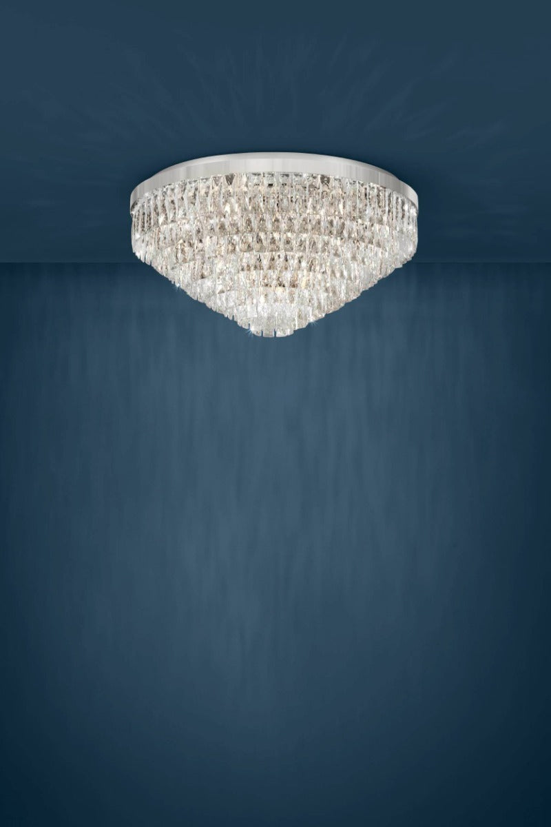 Eglo Stars of Light Valparaiso 1 Flush 16 Light Ceiling Fitting Chrome with Crystals 39492