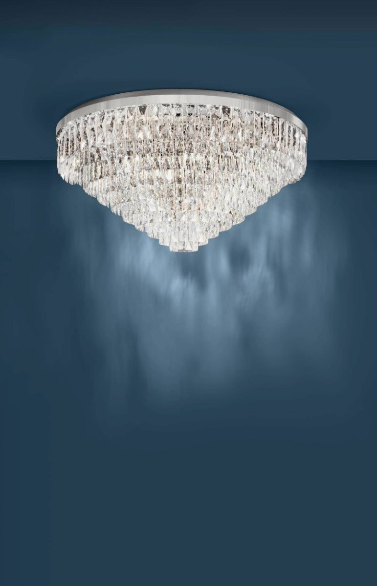 Eglo Stars of Light Valparaiso 1 Flush Ceiling Fitting Chrome with Crystals 39493