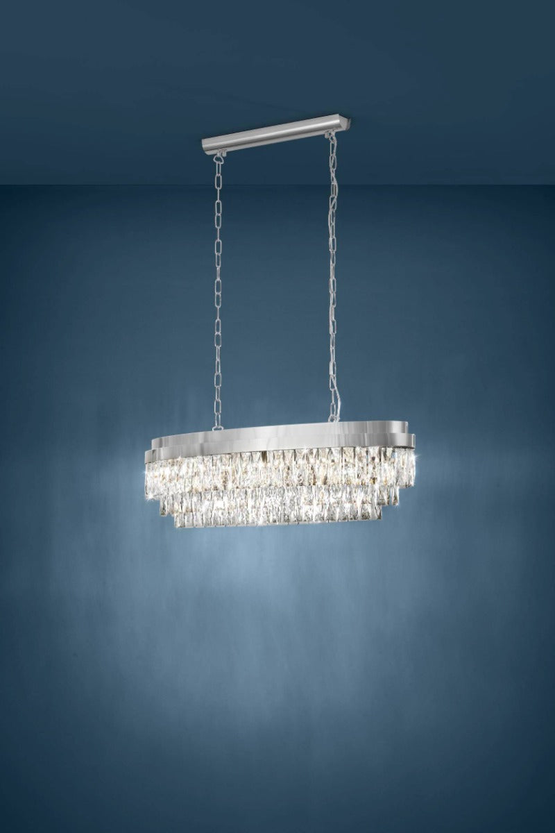Eglo Stars of Light Valparaiso 1 Pendant Fitting 10 Light Chrome with Crystals 1 39494