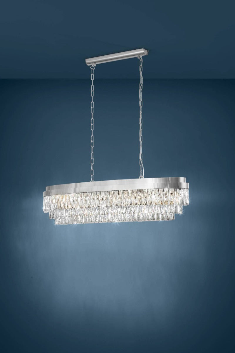 Eglo Stars of Light Valparaiso 1 Pendant Fitting 13 Light Chrome with Crystals 39495