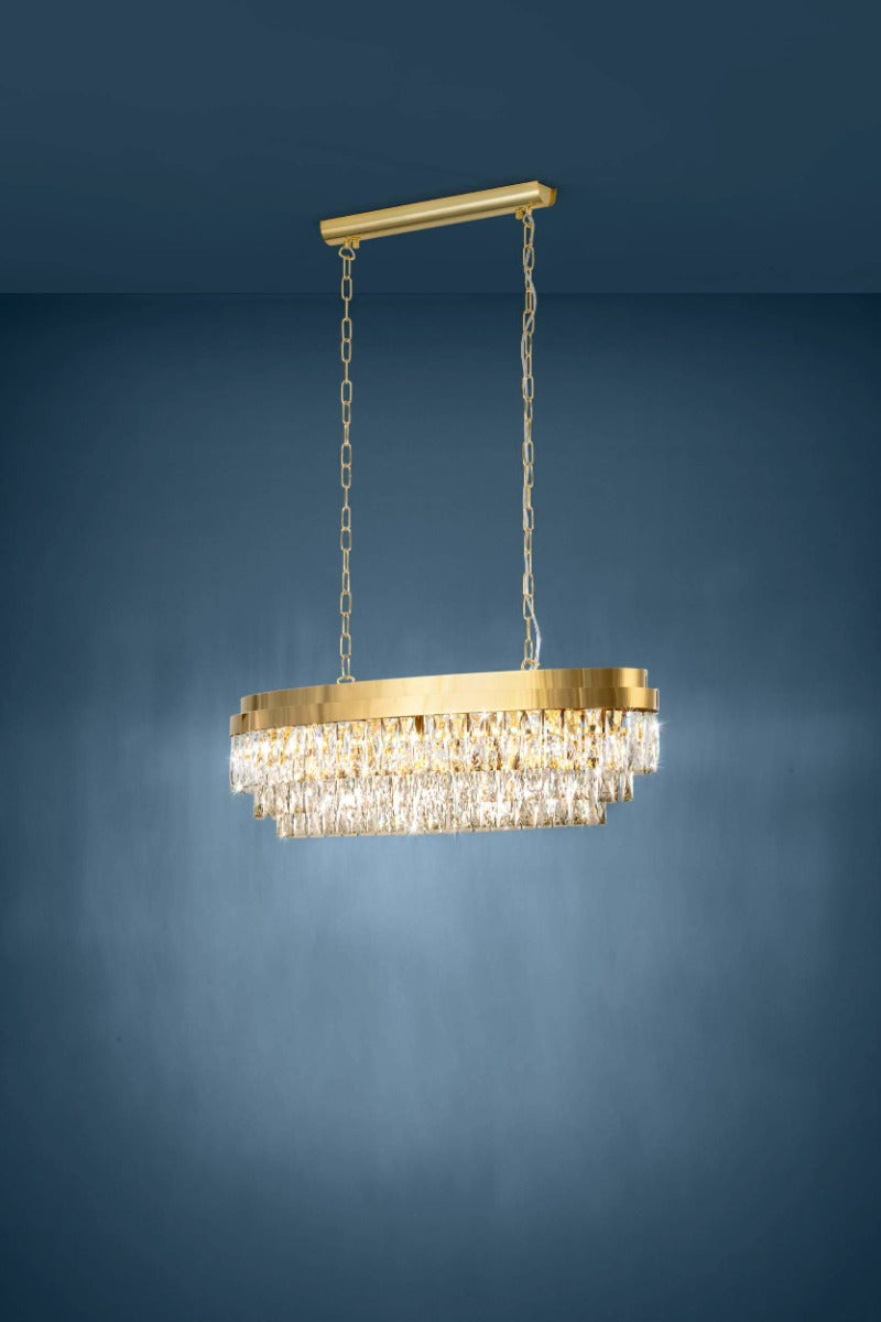 Eglo Stars of Light Valparaiso 10 Light Pendant Gold with Optic Crystals 39462