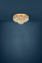 Eglo Stars of Light Valparaiso 11 Light Flush Ceiling Gold-Optic/Crystals 39458