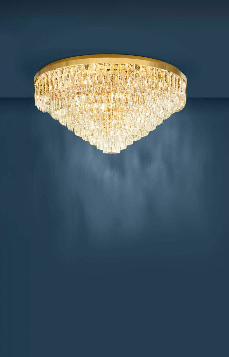 Eglo Stars of Light Valparaiso 25 Light Flush Ceiling Fitting Gold-Optic/Crystals 39461