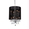 Diyas Ella 8 Light Pendant Light in Polished Chrome with Crystal and Black Shade