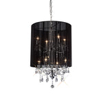 Diyas Ella 8 Light Pendant Light in Polished Chrome with Crystal and Black Shade