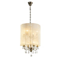 Diyas Ella 8 Light Pendant Light in Antique Brass with Crystal and Ivory Cream Shade