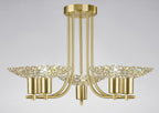 Diyas Ellen 5 Light Semi Flush Ceiling Light in Satin Brass with Crystal