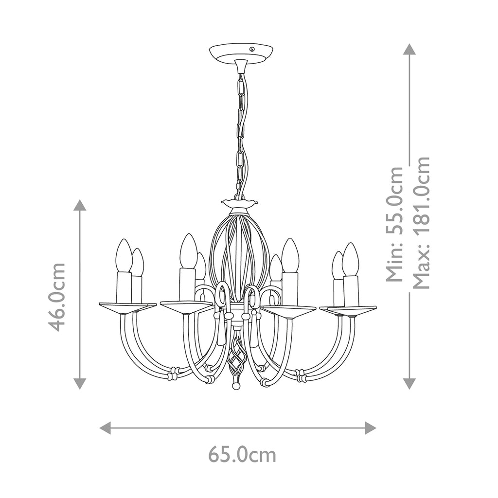 Elstead Aegean 8 Light Chandelier in Aged Brass