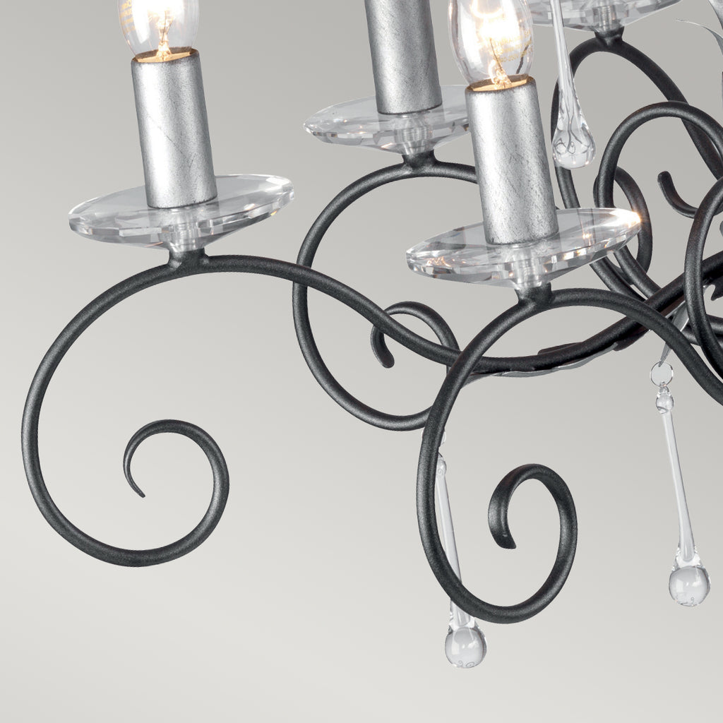 Elstead Amarilli 10 Light Chandelier in Black Silver